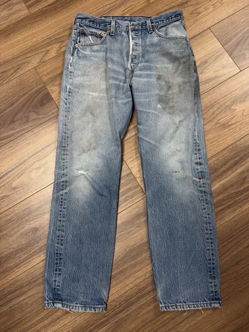 Vintage 90s Levis 501xx Jeans Made In USA Mens 35x34 (32x30) Blue Denim Distress
